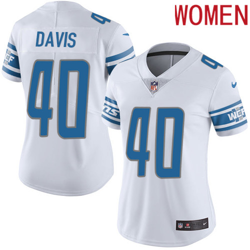 2019 Women Detroit Lions #40 Davis white Nike Vapor Untouchable Limited NFL Jersey->women nfl jersey->Women Jersey